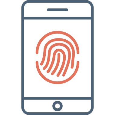 Mobil ekranda parmak izi, akıllı telefon aygıtının dijital illüstrasyonu 