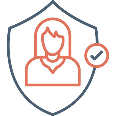 Güvenli bir kadın. Web simgesi basit illüstrasyon