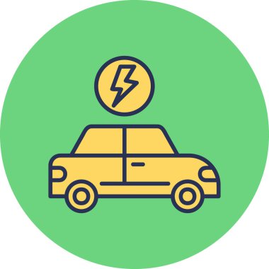 Electric Car modern simgesi, vektör illüstrasyonu