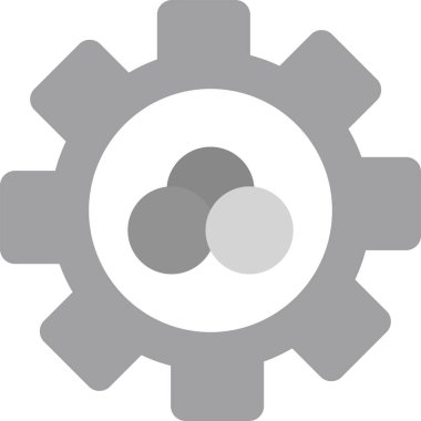 Cogwheel ikonu. biçim iki renkli düz sembol, yeşil ve gri renkler, yuvarlak açılar, beyaz arkaplan.