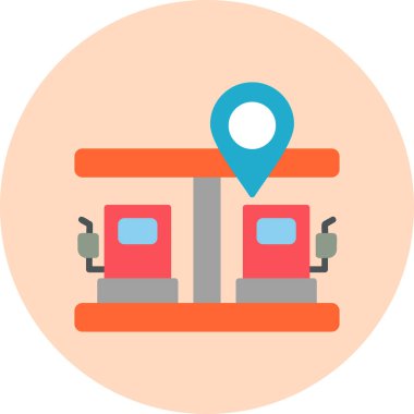 Benzin istasyonu. Web simgesi basit illüstrasyon