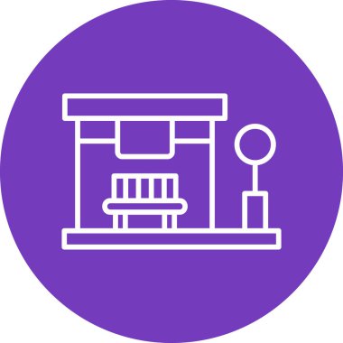 Otobüs Durağı modern simgesi, vektör illüstrasyonu