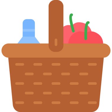 Piknik sepeti. Web simgesi basit illüstrasyon
