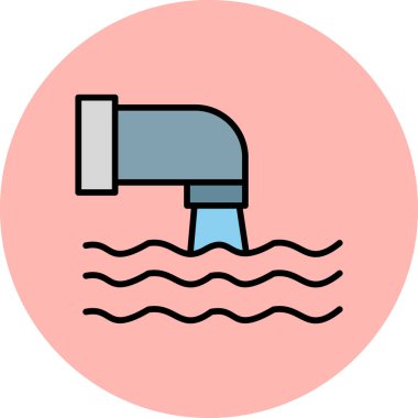 Atık Su, çizgi ikon vektör çizimi