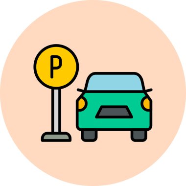 park arabası renk vektörü simgesi, düz tasarım