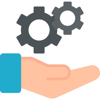 Ayarlama. Web simgesi basit bir illüstrasyon. el simgesinde çarklar 