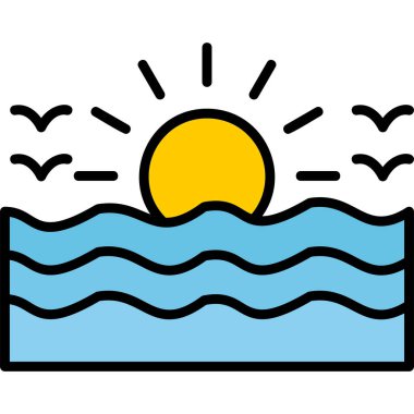 Deniz. Web simgesi basit illüstrasyon