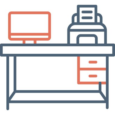 İş yeri düz vektör simgeleri ayarlandı