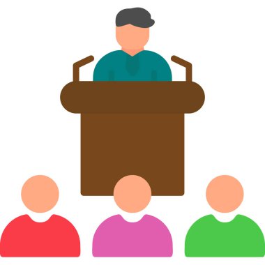 Basın toplantısı. Web simgesi vektör illüstrasyonu