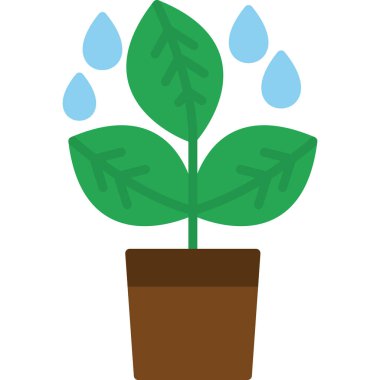 Tencerede basit bir bitki yetiştirmek. Web simgesi basit illüstrasyon