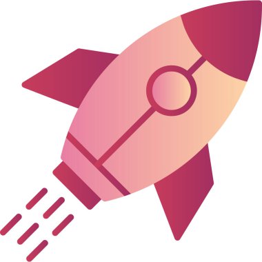 Güzel pembe roket ikonu. Web için gezegen vektör tasarım elementlerinin basit illüstrasyonu