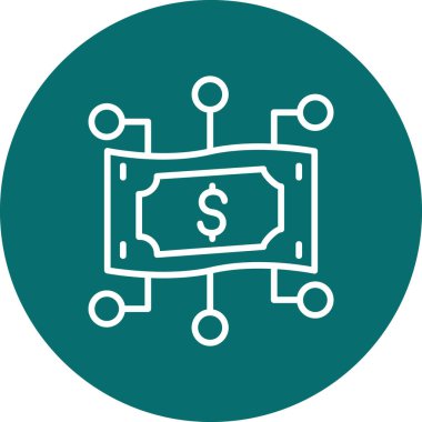 Dijital para. Finansal ve finansman düz vektör simgesi.