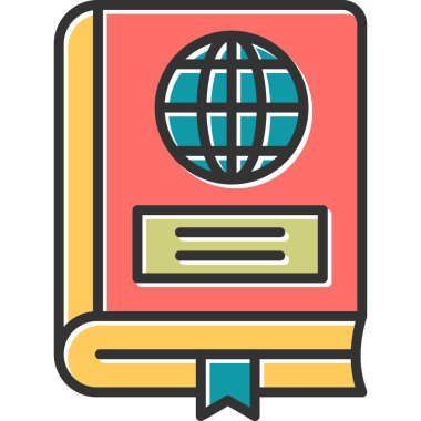 Coğrafya kitabı simgesi, modern tasarım illüstrasyonu