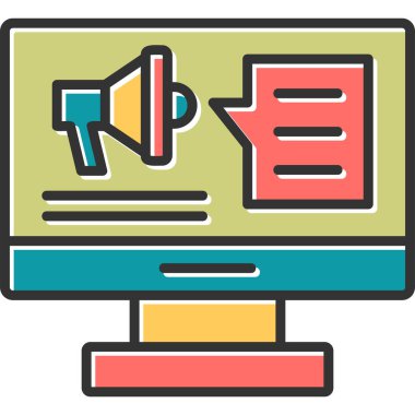 Bilgisayarda Dijital Kampanya. Web simgesi basit illüstrasyon