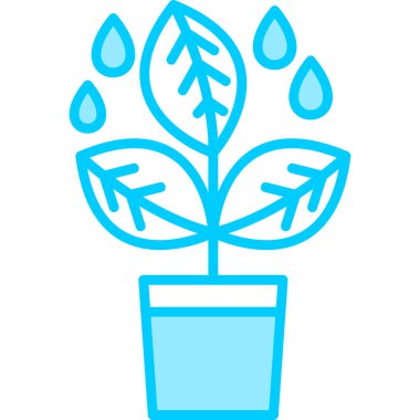 Tencerede basit bir bitki yetiştirmek. Web simgesi basit illüstrasyon