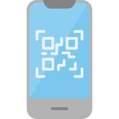 QR kodlu cep telefonu, web illüstrasyon tasarımı