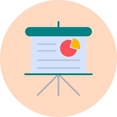 presentation with pie chart. web icon simple design 