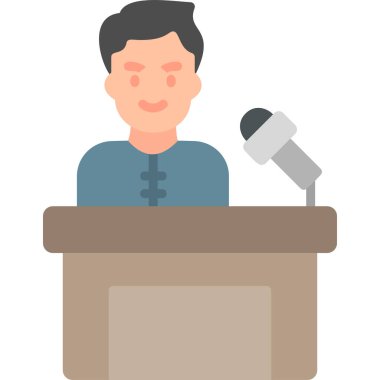 Basın toplantısı. Web simgesi vektör illüstrasyonu