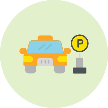 Arabalı park levhası, park alanı. Web simgesi basit illüstrasyon