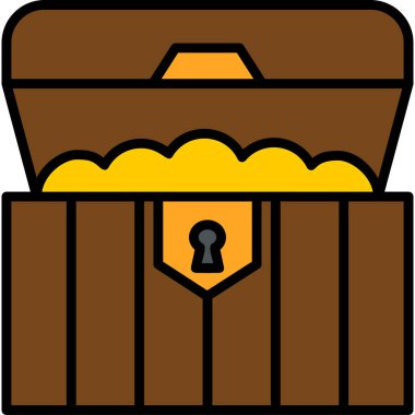 Hazine Sandığı basit simgesi, vektör illüstrasyonu