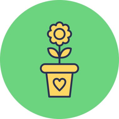 simple illustration of flower growing in a pot 
