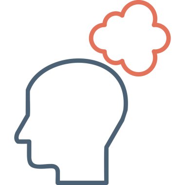 İnsan kafa simgesinin vektör çizimi. Düşünce