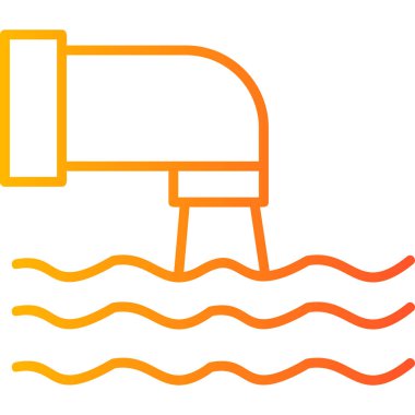 Atık Su, çizgi ikon vektör çizimi