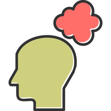 İnsan kafa simgesinin vektör çizimi. Düşünce