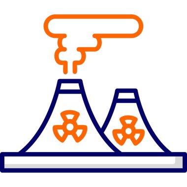 Nükleer santral bacası basit simge, vektör illüstrasyonu