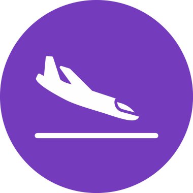 Uçak iniyor. Web simgesi basit illüstrasyon