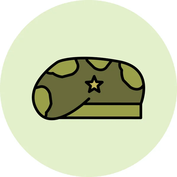 Armee Ikone Flache Darstellung Militärischer Tarnung Militärhut Ikone — Stockvektor