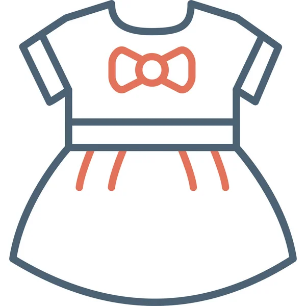 Baby Meisjes Jurk Pictogram Vector Illustratie — Stockvector