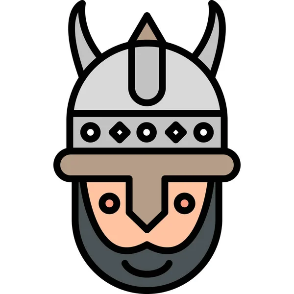 Flat Vector Illustration Knight Avatar Viking Icon — Stock Vector