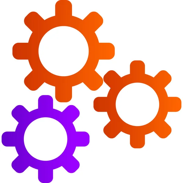 Gears Vector Icon Style Bicolor Flat Symbol Pink White Colors — 图库矢量图片
