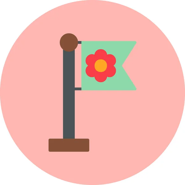 Bayrak Direği Sakura Çiçeği Web Simgesi Illüstrasyonu — Stok Vektör