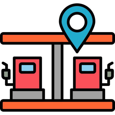 Benzin istasyonu. Web simgesi basit illüstrasyon
