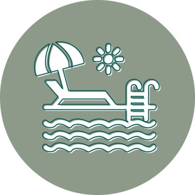 Yaz yüzme havuzunda su. Web simgesi illüstrasyonu