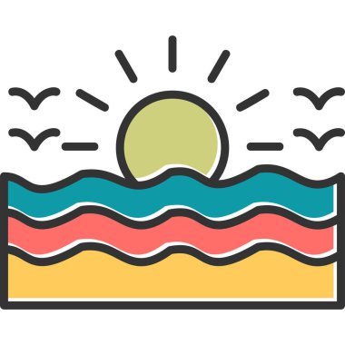 Deniz. Web simgesi basit illüstrasyon