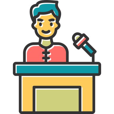 Basın toplantısı. Web simgesi vektör illüstrasyonu