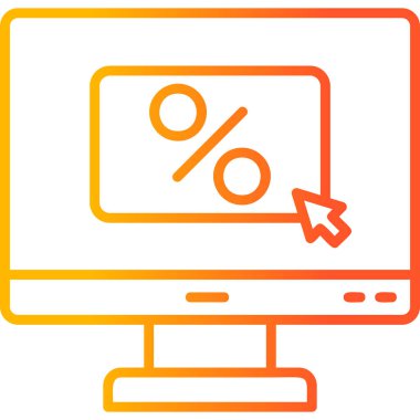 Online İndirim. Web simgesi vektör illüstrasyonu 