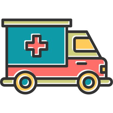 Ambulans. Web simgesi basit illüstrasyon 