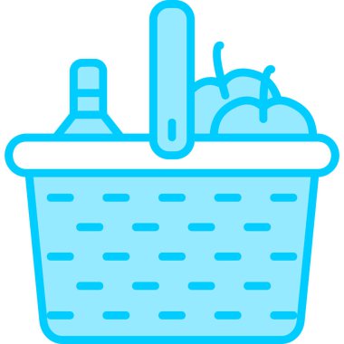 Piknik sepeti. Web simgesi basit illüstrasyon