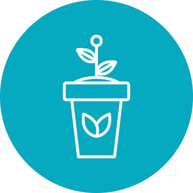 Tencerede bitki yetiştiriyorum. Web simgesi basit illüstrasyon