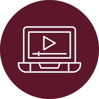dizüstü bilgisayar ekran simgesi. Video Reklamının düz çizimi 