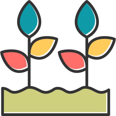 Toprak ve büyüyen bitkiler. Web simgesi basit illüstrasyon