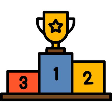 Şampiyon ikonu kupa ile, ağ basit illüstrasyon