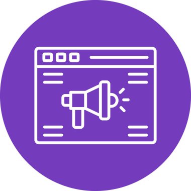 Online advertising with megaphone. Web icon simple illustration