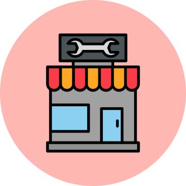 Araba tamirhanesi simgesi, modern tasarım illüstrasyonu