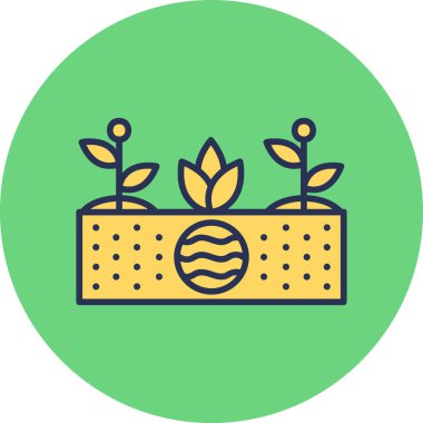 Toprak ve büyüyen bitkiler. Web simgesi basit illüstrasyon