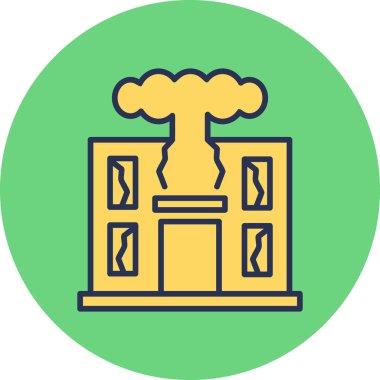 Savaş yıkımı modern simge, vektör illüstrasyonu